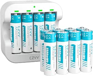 12 Pilas Recargable AA Litio 1,5V + Cargador Ultra Rápido por 19.62€