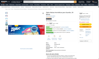 Ziploc Bolsas Herméticas 20 pzas por $59 | Oferta Amazon
