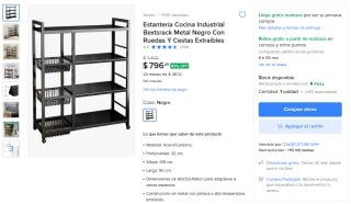 Estantería de cocina industrial por $796 | Oferta Mercado Libre
