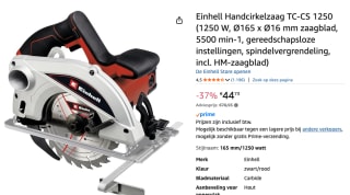 Einhell handcirkelzaag TC-CS 1250 voor €44,73 bij Amazon