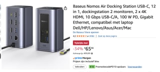 Baseus Nomos Air Docking Station USB-C, 12 in 1 voor €65,66 bij Amazon