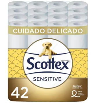 Scottex Papel Higiénico Sensitive 42 rollos con 3 capas toque almendras por 12.87€
