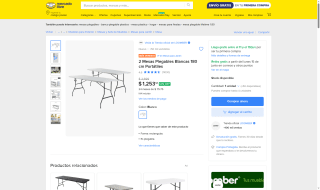 Set 2 Mesas Plegables 180cm por $1,064 | Oferta Mercado Libre