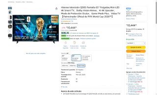 TV Hisense QD8S 65" 4K Mini-LED + Pantalla 32A4NV por $10,444 | Amazon