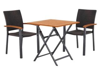 Table de jardin + Lot de 2 fauteuils en résine tressée Valencia à 154,99€