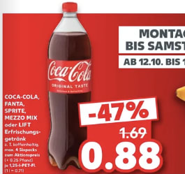 Coca‑Cola, Fanta, Sprite, Mezzo Mix of Lift voor €0,88 bij Kaufland