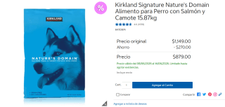 Alimento para Perro Kirkland 15.87kg por $879 | Oferta Costco