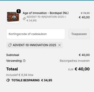 Age of Innovation bordspel met de code te bestellen voor 40 euro