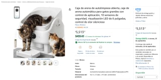 Caja de arena autolimpiante Ntidova para gatos grandes por $3,859 en Amazon