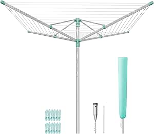 Tendedero Tipo Paraguas SONGMICS Altura Ajustable, 50 m de Cuerda por 21.24€