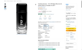 Perfume 212 VIP Black Men 100ml por $1,272 | Oferta Amazon