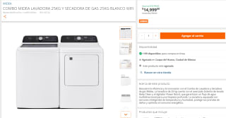 Midea Lavadora 25kg y Secadora de Gas 25kg por $12,750 | Home Depot