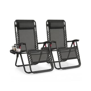 SONGMICS folding zero-gravity reclining chairs set with tray and adjustable headrests
