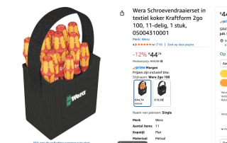 Wera Kraftform 2go 100 schroevendraaier voor €44,74 bij Amazon