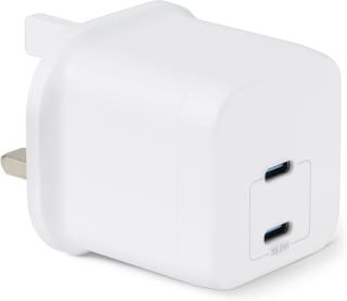 Amazon Basics Fast Charging USB C Nano GaN Wall Charger, 35W 2-Port for £8.21 at Ama