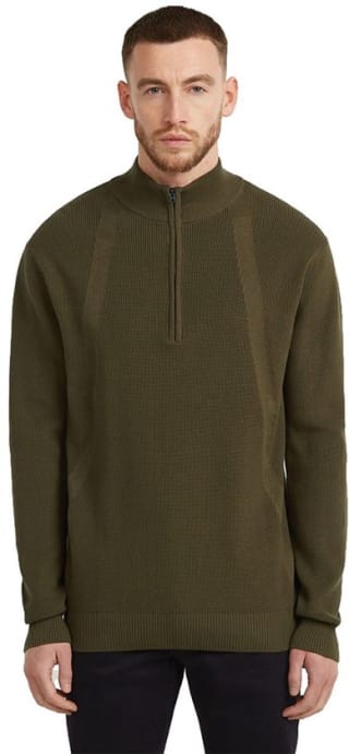G-STAR Structure half zip knit Heren Trui dark olive voor €63 bij Bol