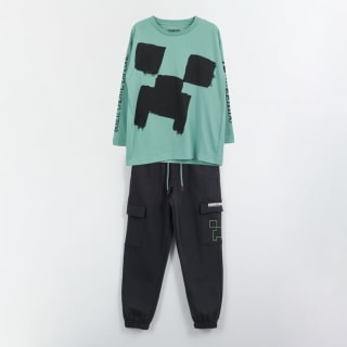 Conjunto Niño Creeper Cargo Verde Minecraft por $14.990