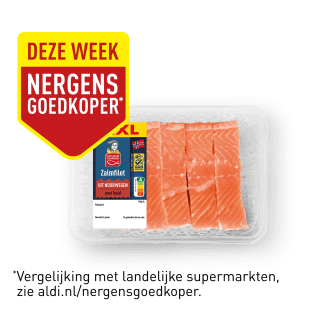 GOLDEN SEAFOOD Zalmfilets op huid (500 g) voor €7,49 bij Aldi
