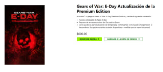 Gears of War: E-Day Actualización de la Premium Edition por $600 | Xbox