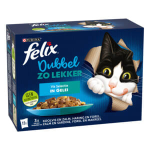 4x Felix Kattenvoer Nat in Gelei Dubbel Zo Lekker Vis 12 x 85 gr voor €4,35 bij Plein