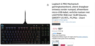 Logitech G PRO GX Blue Mechanisch Gaming Toetsenbord Qwerty voor €89,99 bij Amazon