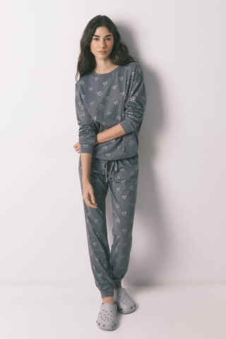 Pijama largo 100% algodón gris logo Mickey por 7.99€