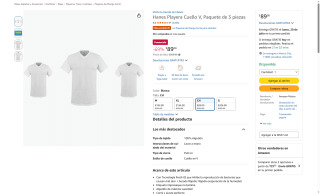 3 Playeras Hanes Cuello V 100% Algodón por $89 | Oferta Amazon