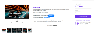 Monitor 27" Balam Rush Ultra Odyssey II MFX27 por $1,670 | Grupo DECME