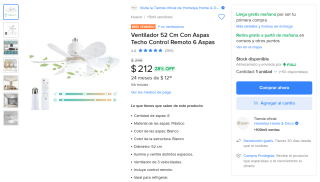 Ventilador de techo Homelya 52 cm por $212 | Oferta Mercado Libre