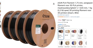 4 Kg eSUN PLA Filament 1,75 mm zwart voor €35,64 bij Amazon