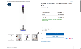 Aspiradora Dyson V9 Moto Bar por $5,799 | Costco