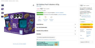 Qé Galletas Pack Futbolero 432g por $74 en Amazon