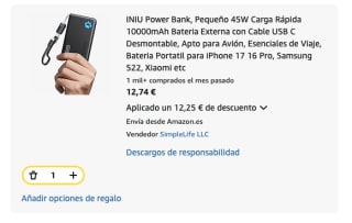 INIU Power Bank, Pequeño 45W Carga Rápida 10000mAh con cable por 12.74€