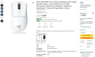 Mouse Razer DeathAdder V3 Pro por $1,099 | Amazon