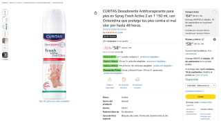CURITAS Desodorante para pies Fresh Active 150 ml por $42 en Amazon