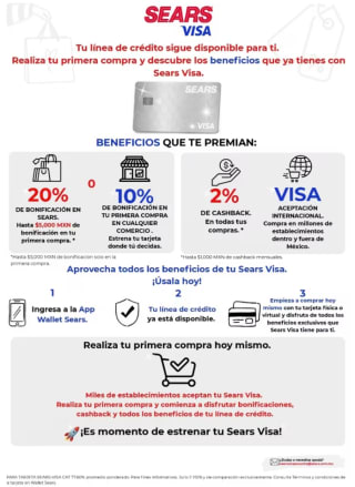 Bonificaciones Tarjeta de Crédito Sears VISA