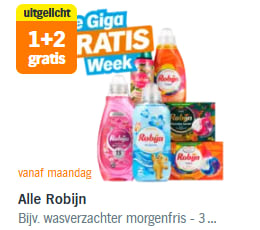 1+2 gratis op Alle Robijn bij de AH