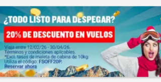 -20% de Descuento en Vuelos desde Ryanair.