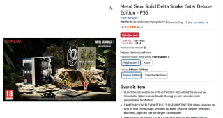Metal Gear Solid Delta: Snake Eater - Deluxe Edition - PS5 voor €59,99 bij Amazon