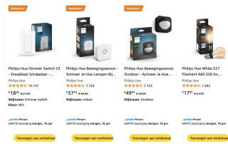 40% korting op 1 artikel bij aankoop van 2 Philips hue artikelen bij Amazon