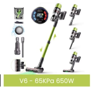 SmartAI V6 Draadloze Stofzuiger, 65KPA 650W voor €91,09 dmv code bij Aliexpress