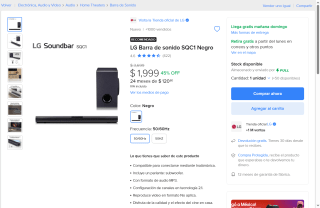 Barra de Sonido LG SQC1 con Subwoofer por $1,999 | Mercado Libre
