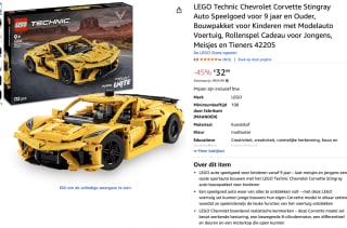 LEGO Technic - Chevrolet Corvette Stingray voor €32,99 bij Amazon