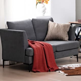 Costway 2 Seater Grey Linen Sofa – Compact Living Room Sofa for £92