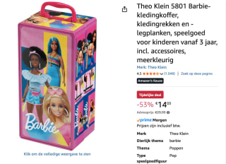 Theo Klein Barbie-kledingkoffer voor €14,03 bij amazon
