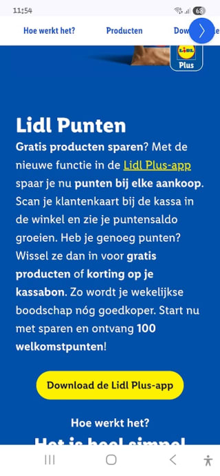 Spaar nu altijd voor gratis producten met de Lidl plus app