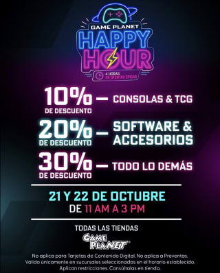 Happy Hour 21 y 22: Descuentos en Game Planet de 11:00 a 15:00
