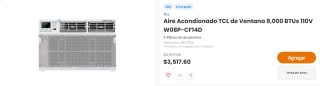 Aire Acondionado TCL 8,000 BTUs 110V por $2,517 | Chedraui