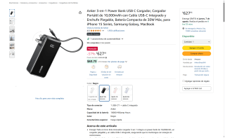 Banco de Energía Anker 10,000mAh 30W por $627 | Oferta Amazon