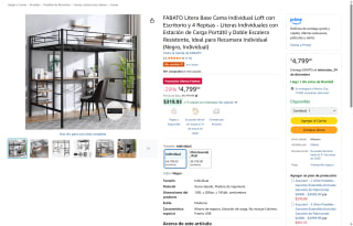FABATO Litera Loft con Escritorio 4 Repisas por $4,799 | Amazon
